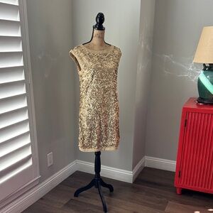 LAUNDRY by Shelli Segal Gold Sequin Sleeveless Dress sz 8